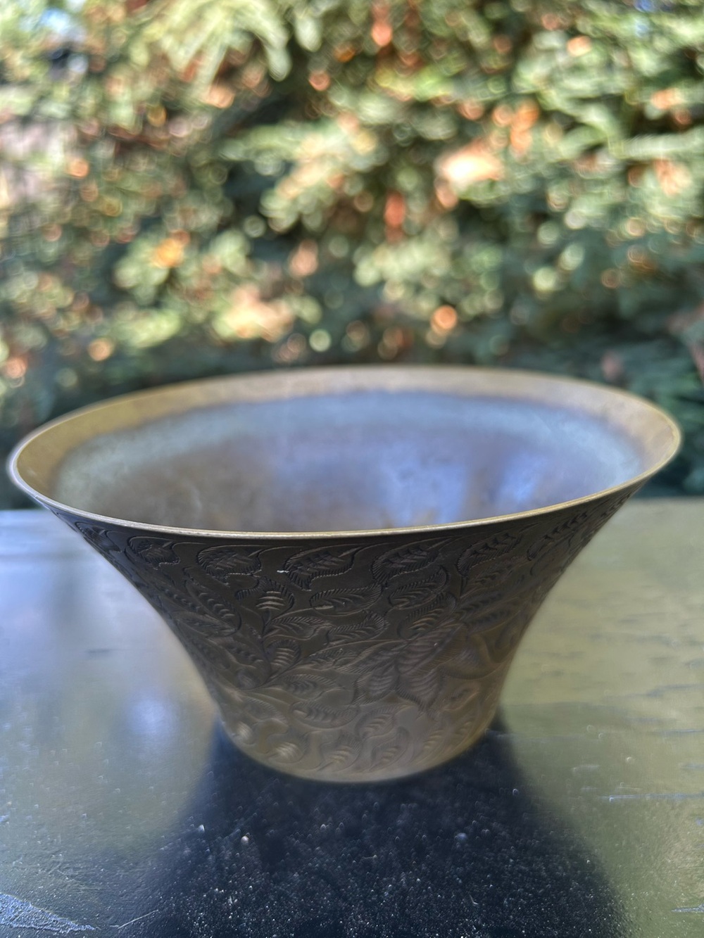 Beautiful Antique-Style Embossed Brass Serving Bowl - Gold Finish